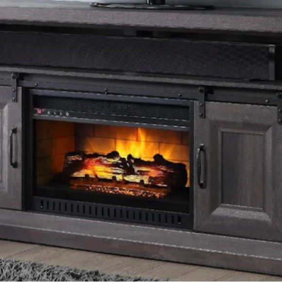Gray Electric Fireplace TV Stand
